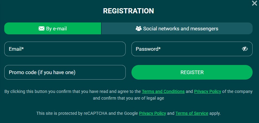 Obrazac za registraciju na 22BIT: jednim klikom, telefonom, e-mailom ili putem društvenih mreža